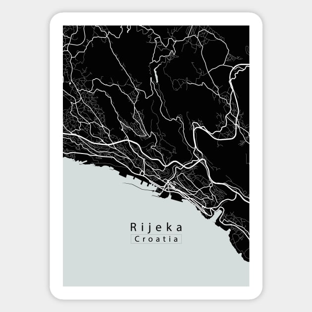 Rijeka Croatia City Map dark Sticker by Robin-Niemczyk